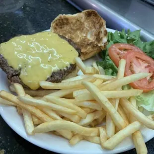 Cheeseburger and fries