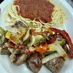 Thursday night special! Homemade sausage and peppers dinner