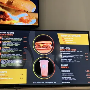 a menu on a flat screen tv
