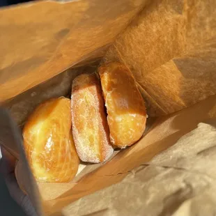 Sugar Donuts, Glazed Donuts and a cream filled donut goodness!