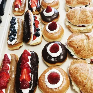 whip cream custard filled bars with fresh strawberries!
