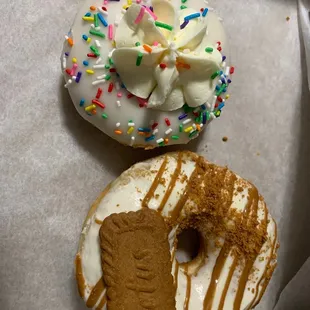 Celebration and biscoff donut