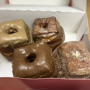 Cronut flavors: maple, glazed, chocolate and sugar