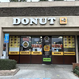 the front of a donut shop