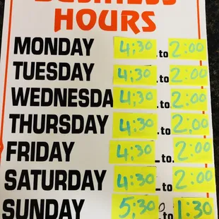 New Business HOURS