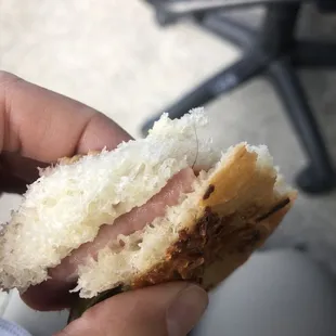 Undercooked croissant with special ingredient-human hair!!