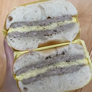 Double Sausage & Egg Bagel Sandwich
