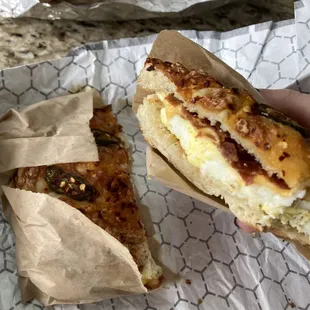 Bacon, Egg &amp; Cheese Bagel on jalapeño cheddar bagel