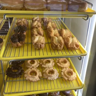 a variety of doughnuts on display