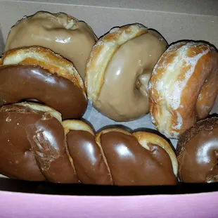 a dozen donuts in a box