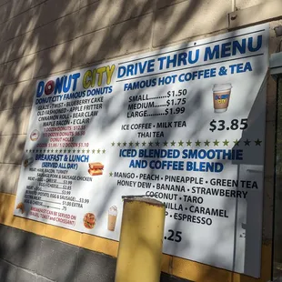 New drive thru menu