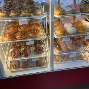 a display case full of donuts