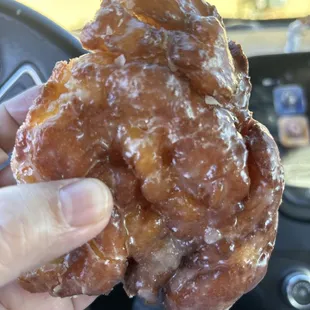 Apple fritter with just in mind, amount of dough, apples, and crispiness