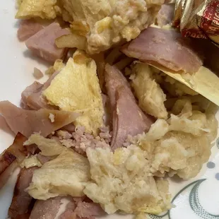 PS. The scrambled egg in the picture is what we ended up cooking at home.  Theirs was not that colour