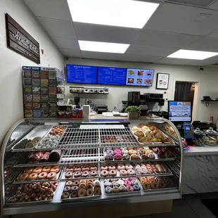 a display of donuts in a donut shop