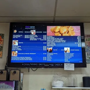 Menu with pricing