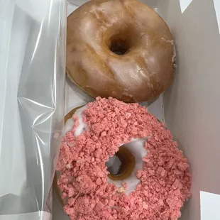 Strawberry Crumble Donut and Glazed Donutglazed
