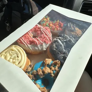 Oreo Crumble Donut Cookie Monster Donut Fruity Pebbles Donut Strawberry Cheesecake Donut Strawberry Crumble Donut