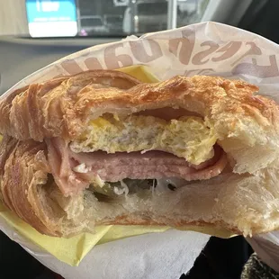 Ham, egg, cheese croissant with jalapeños was delicious!