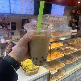 Iced coffee with boba