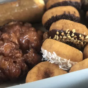 a variety of donuts in a box