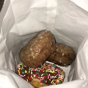 two donuts in a paper bag