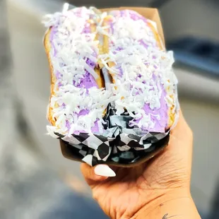 Ube ice cream stuffed donut