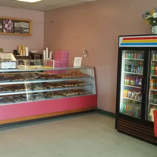 a display of donuts in a bakery