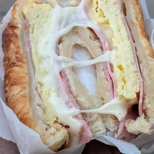 Ham and cheese breakfast croissant