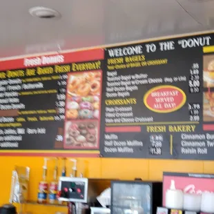 a menu on the wall