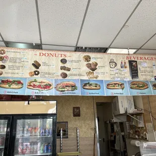 the menu of a donut shop