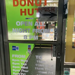 Front Door with Hours of Operation