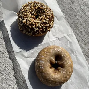 two donuts on a piece of paper