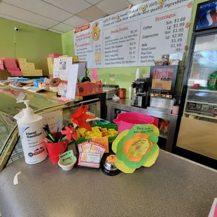 a display of donuts in a donut shop