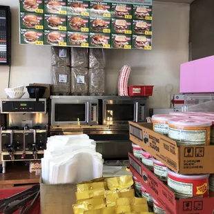 boxes of donuts and a menu in the background