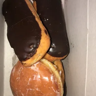 Custard filled and raspberry jam filled