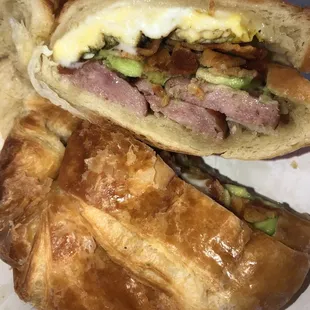 #7 Sausage breakfast sandwich add bacon and avocado