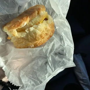 Breakfast biscuit egg, cheese &amp; bacon