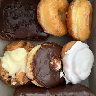 a variety of donuts in a box