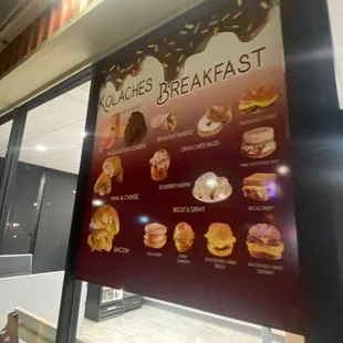 a menu for breakfast