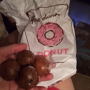 Grab some donut holes if you go around 5PM. The regular donuts are stale at that point but the holes are still good!