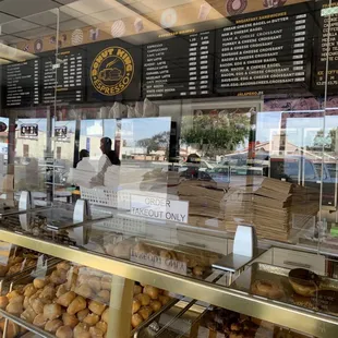 a display of various types of donuts