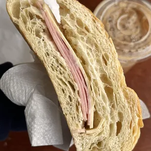 Ham and cheese croissant sandwich (requested just ham and cheese, cold).  Delicious!!  Their Vietnamese iced coffee is so good too!