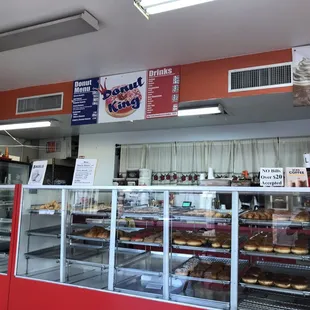 the interior of a donut shop