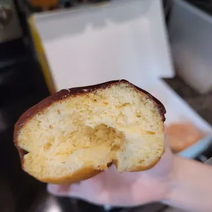 So much cream in my donut! Just kidding it&apos;s pretty much empty.