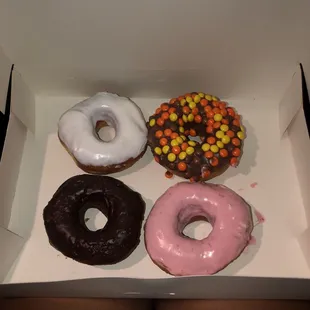 vanilla frosted, peanut butter m&amp;ms, strawberry frosted, &amp; double chocolate