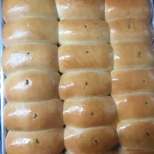 a tray of rolls