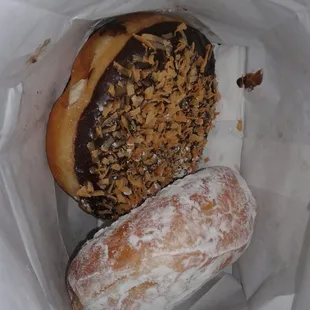 Coconut creme and a raspberry filled