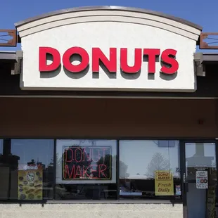 the front of a donut shop