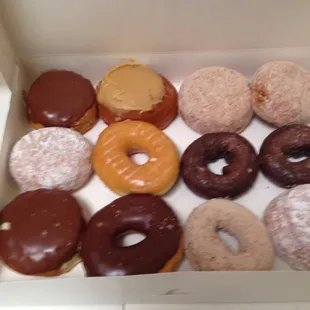 Assortment of donuts- Boston Kreme, peanut butter and jelly, chocolate, glazed, cinnamon, jelly filled, etc.